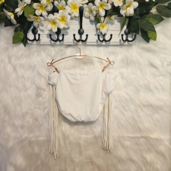 OP Dove White Fringe Tie Bikini Bottoms - Picture 2 of 5
